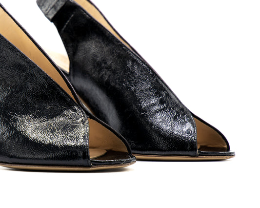Sandalo Peep-Toe : Black Gloss Chic