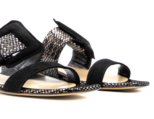 Mules: Fascino Nero e Argento Effetto Rettile