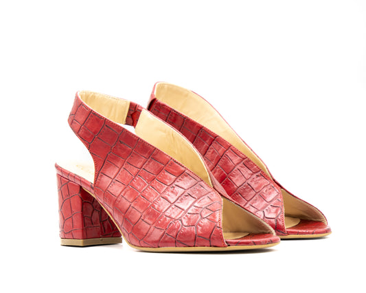 Sandalo Peep-Toe : Rosso Passione Cocco