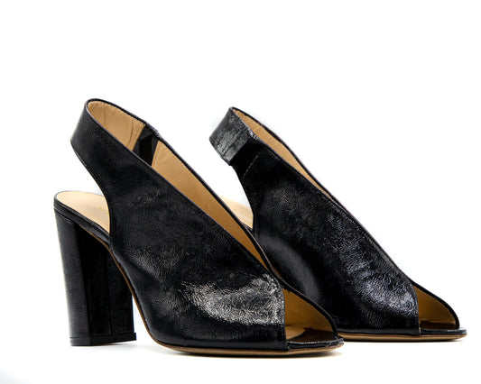 Sandalo Peep-Toe : Black Gloss Chic