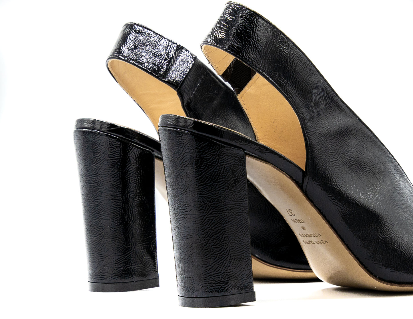 Sandalo Peep-Toe : Black Gloss Chic