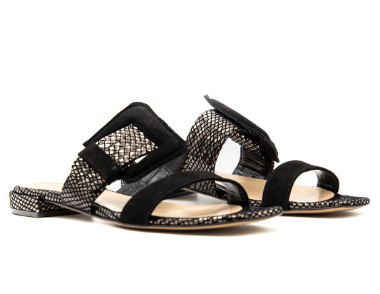 Mules: Fascino Nero e Argento Effetto Rettile