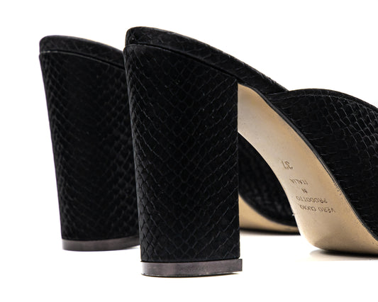 Mules Peep-Toe: Pitone Nero Chic